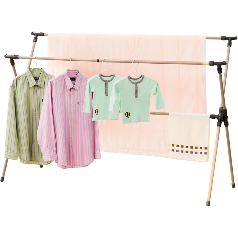 YUBELLES Clothes Drying Rack, Adjustable and Foldable Laundry Rack, Space Saving Hanger Rack, Retractable 47-79 Inch Clothes Rack Heavy Duty Garment Rack for Indoor/Outdoor | Bigbigmart.com