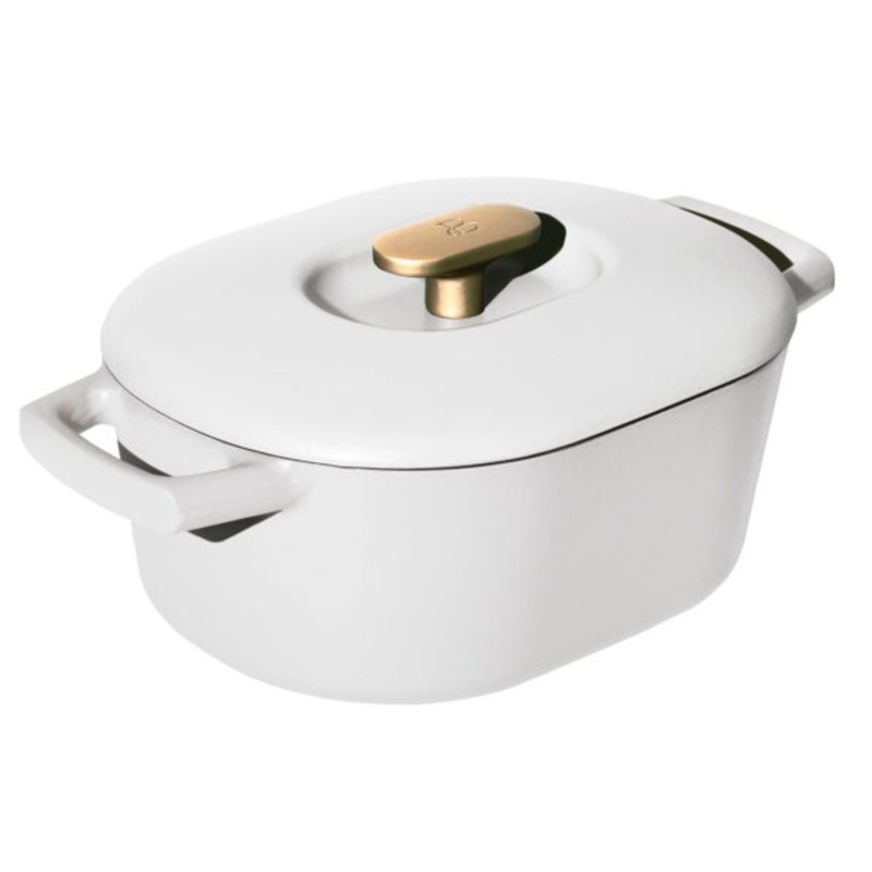 Beautiful 6 Quart Enamel Dutch Oven, White Icing by Drew Barrymore | Bigbigmart.com