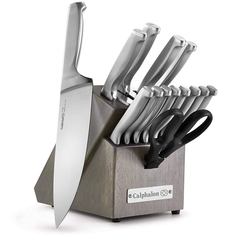 Calphalon Classic Self Sharpening Stainless Steel Cutlery Knife Block Set with SharpIN Technology, 15 Piece | Bigbigmart.com