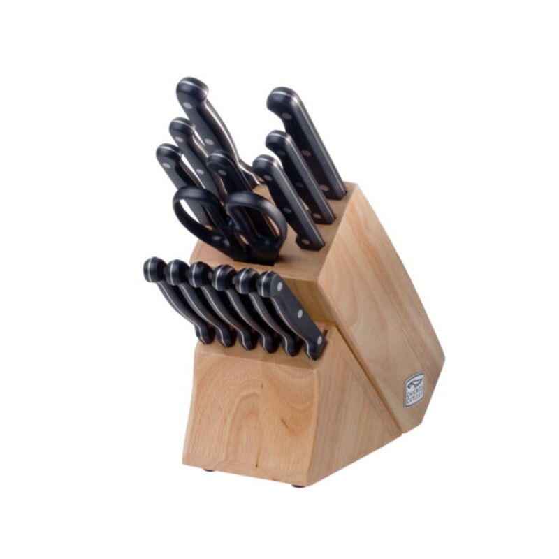 Chicago Cutlery Essentials 15-Piece Kitchen Knife Set with Wood Block | Bigbigmart.com