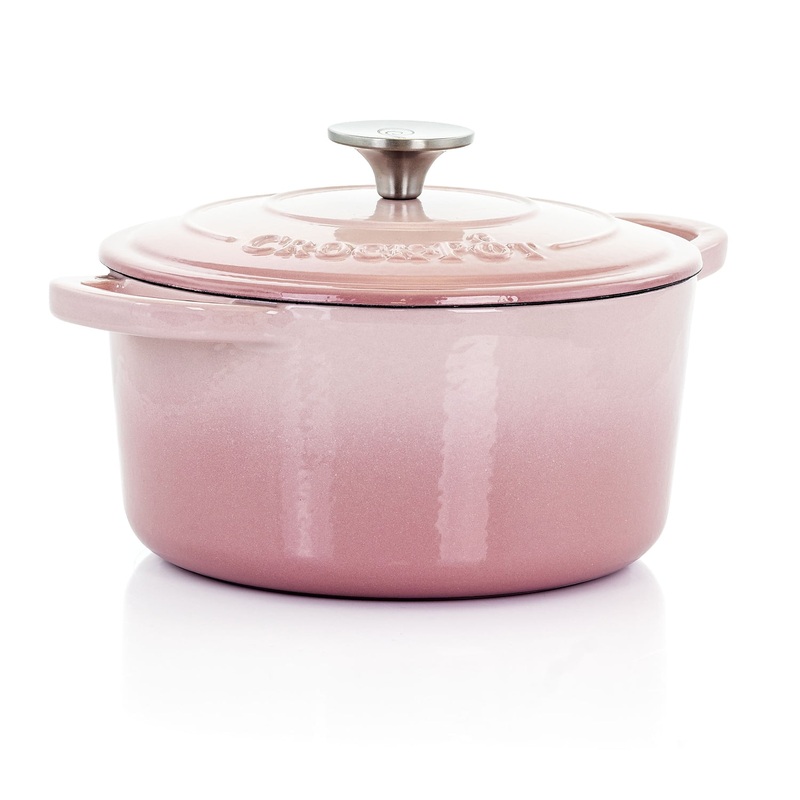 Crock-Pot Artisan 2 Piece 3 Quarts Enamled Cast Iron Dutch Oven in Blush Pink | Bigbigmart.com