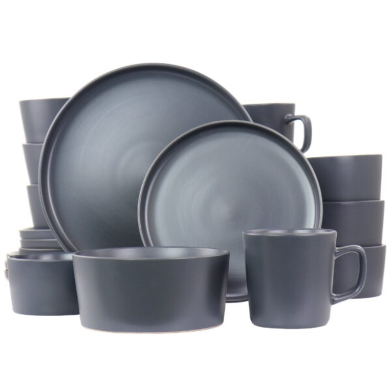 Elama Luxmatte Dark Gray 20 Piece Dinnerware Set | Bigbigmart.com