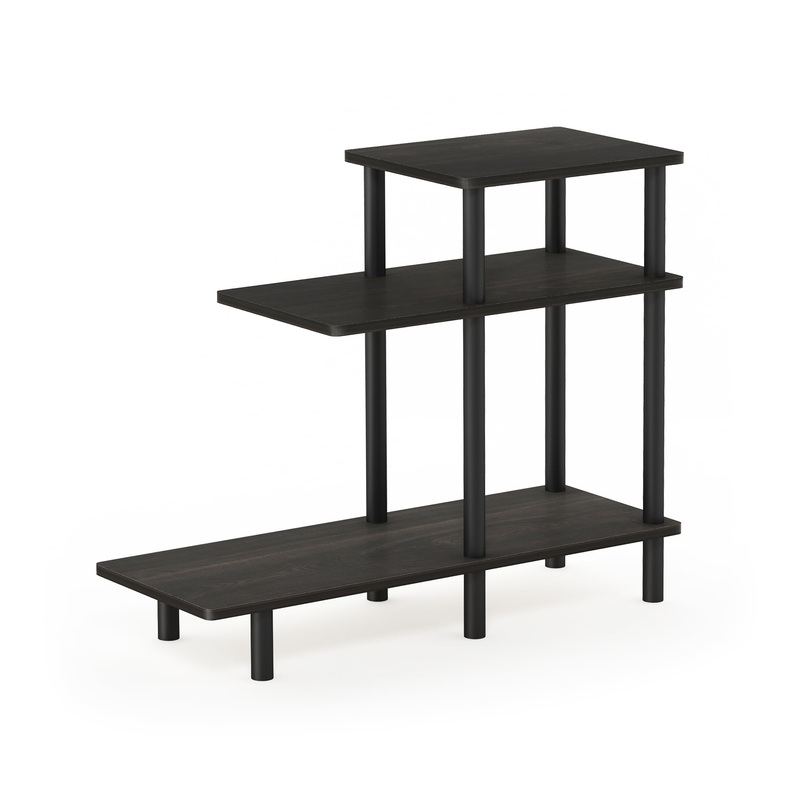 Furinno Turn-N-Tube 3-Tier Sofa Side Table, Espresso/Black | Bigbigmart.com
