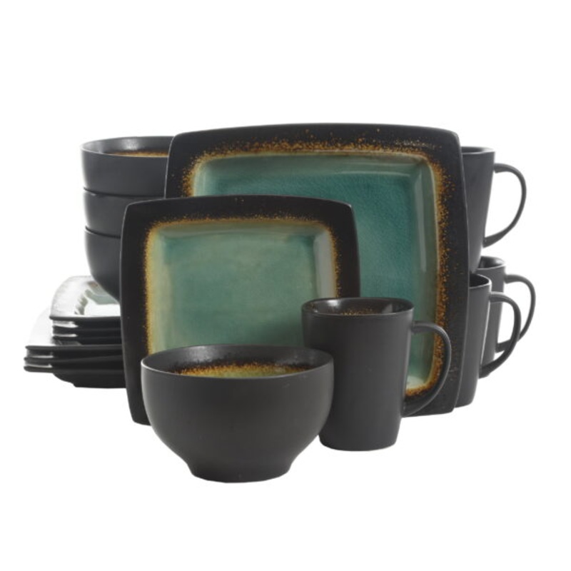 Gibson Home Ocean Oasis 16-Piece Dinnerware Set, Turquoise | Bigbigmart.com