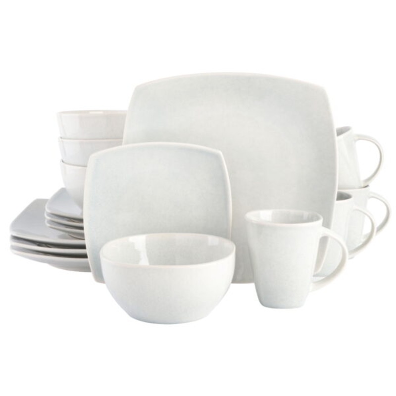 Gibson Soho Lounge Square 16-Piece Dinnerware Set – Stone Gray | Bigbigmart.com
