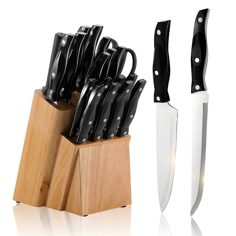 HONGGE Knife Block Set, 19 Pieces Stainless Steel Kitchen Knife Set with Block | Bigbigmart.com