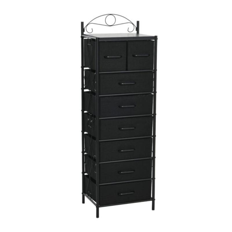 Household Essentials Storage Tower, 8 Drawer, Victorian Metal Frame and Neutral Color Drawers, Victoria Collection | Bigbigmart.com