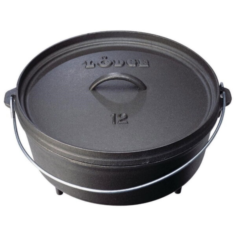 Lodge Cast Iron 12 / 6 Quart Seasoned Cast Iron Camp Dutch Oven | Bigbigmart.com