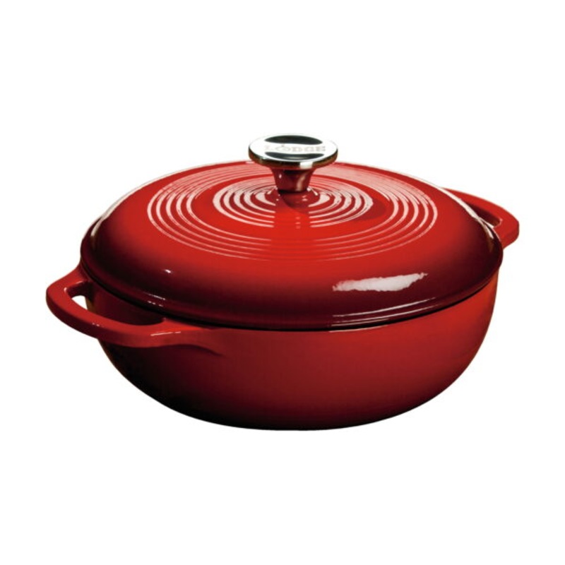 Lodge Cast Iron 3 Quart Enameled Dutch Oven Red | Bigbigmart.com