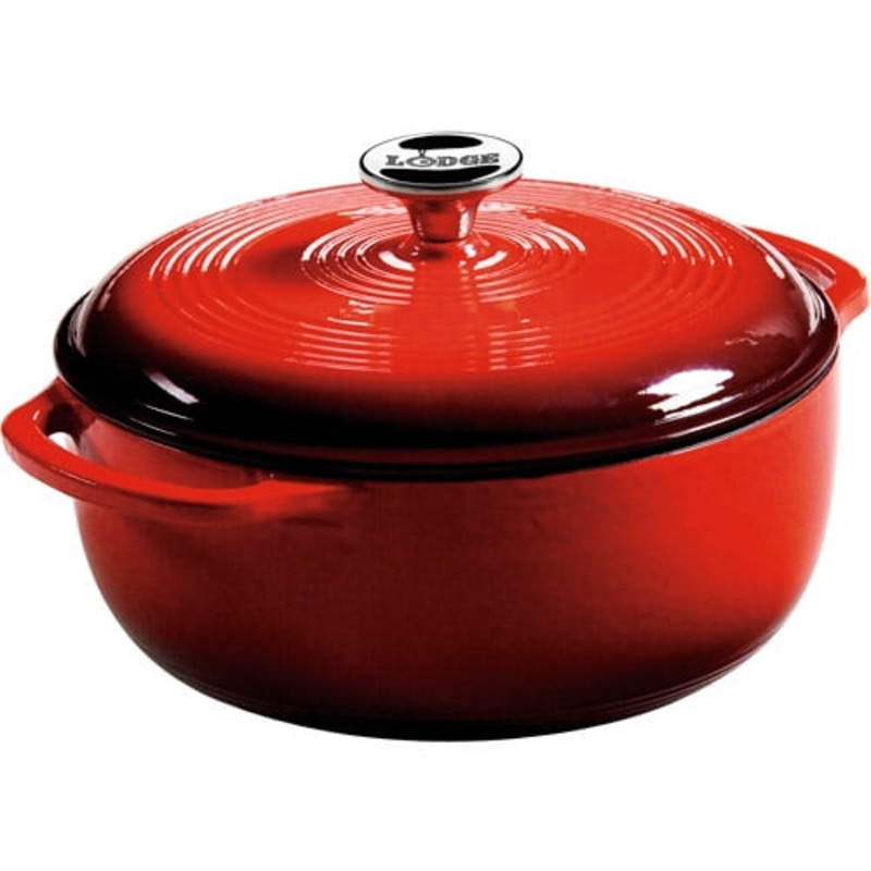 Lodge Cast Iron 4.5 Quart Enameled Dutch Oven, Red | Bigbigmart.com