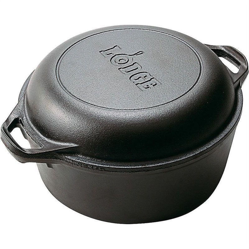 Lodge Cast Iron 5 Quart Seasoned Double Dutch Oven | Bigbigmart.com