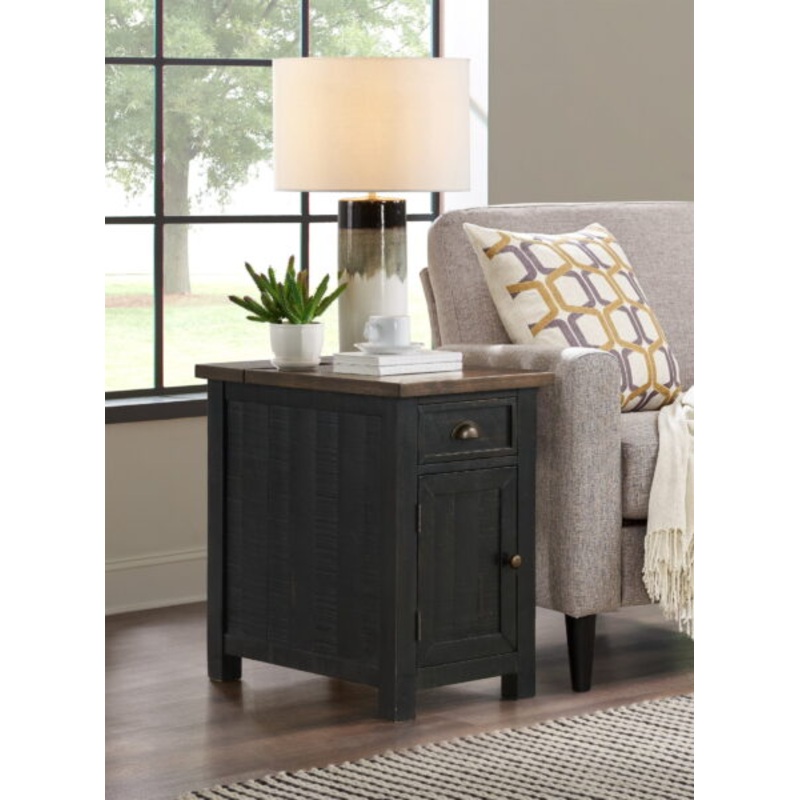 Martin Svensson Home Monterey Chairside Table with Power, Black and Brown | Bigbigmart.com