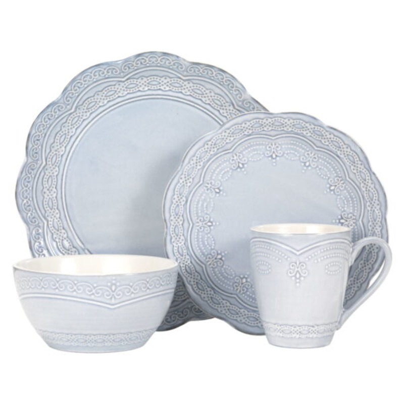 Pfaltzgraff Seraphina Blue Stoneware 16-Piece Dinnerware Set | Bigbigmart.com