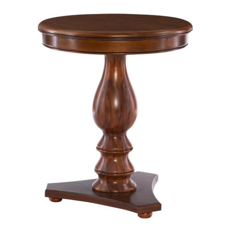 Powell Stanton Round Pedestal Indoor Accent Side Table, 24.5 Tall, Hazelnut Brown | Bigbigmart.com