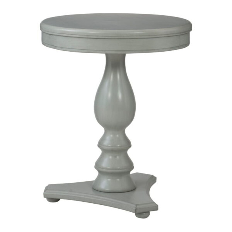 Powell Stanton Round Pedestal Indoor Accent Side Table, 24.5 Tall, Light Gray | Bigbigmart.com