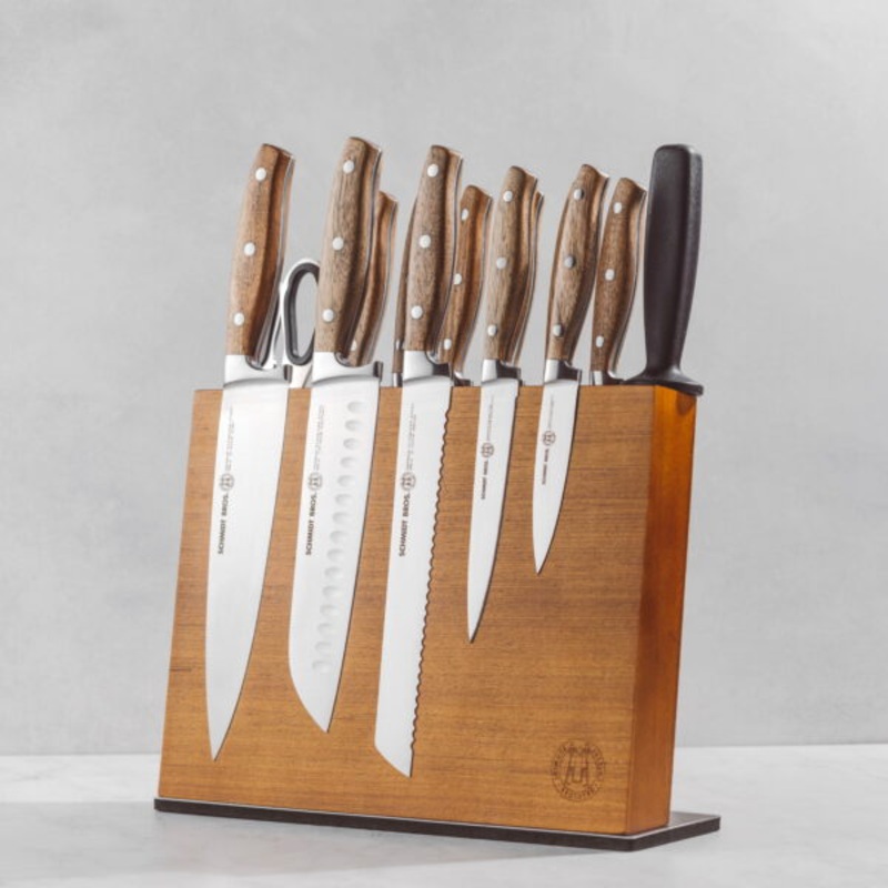 Schmidt Brothers Cutlery 14-Piece Acacia Series Forged Stainless Steel Knife Block Set with Acacia Wood Handles | Bigbigmart.com