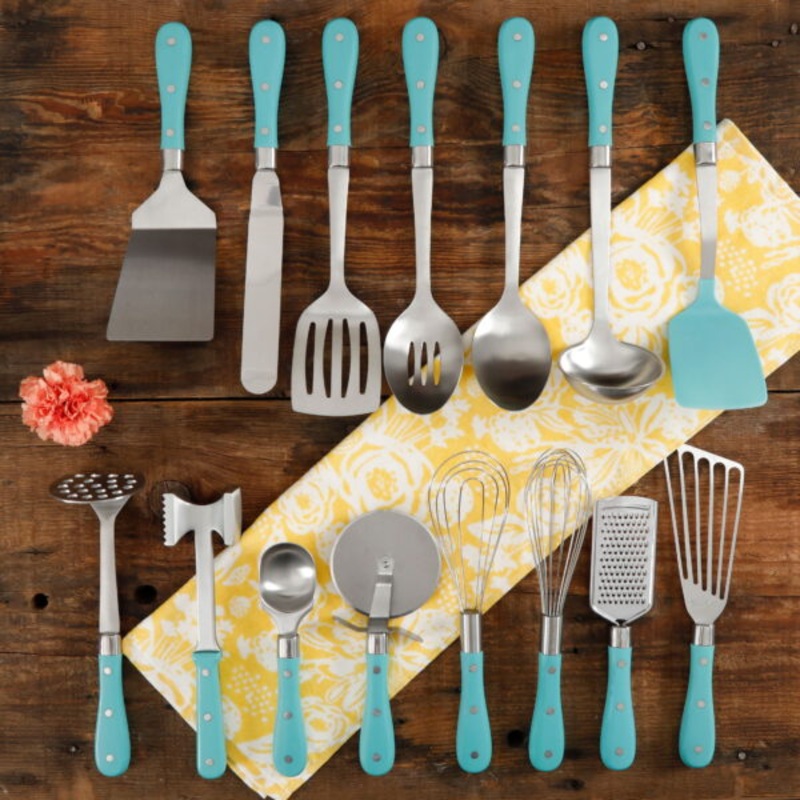 The Pioneer Woman Frontier Collection 15-Piece All in One Tool and Gadget Set, Turquoise | Bigbigmart.com