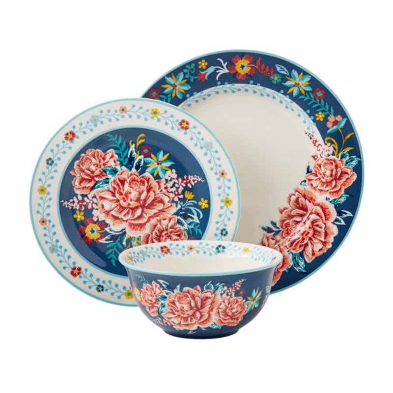 The Pioneer Woman Keepsake Floral 12-Piece Stoneware Dinnerware Set | Bigbigmart.com