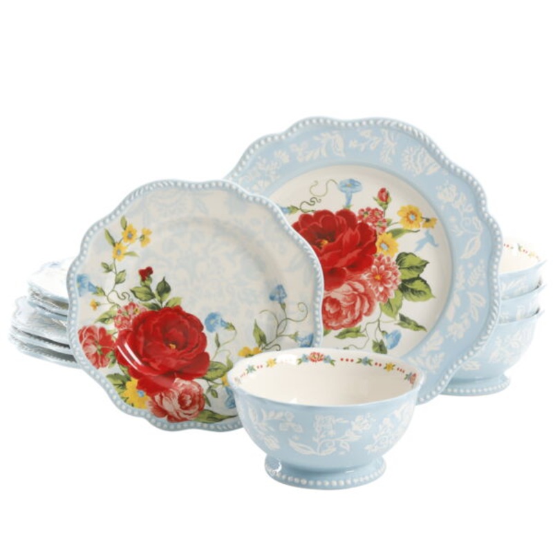 The Pioneer Woman Sweet Rose 12-Piece Dinnerware Set | Bigbigmart.com