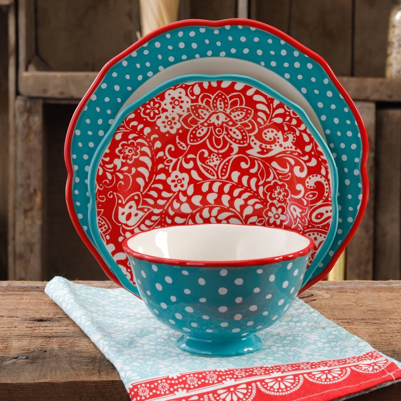 The Pioneer Woman Traveling Vines 12-Piece Dinnerware Set | Bigbigmart.com