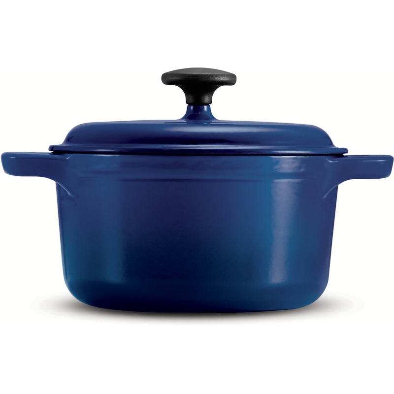 Tramontina 3.5-Quart Enameled Cast-Iron Round Dutch Oven, Blue | Bigbigmart.com