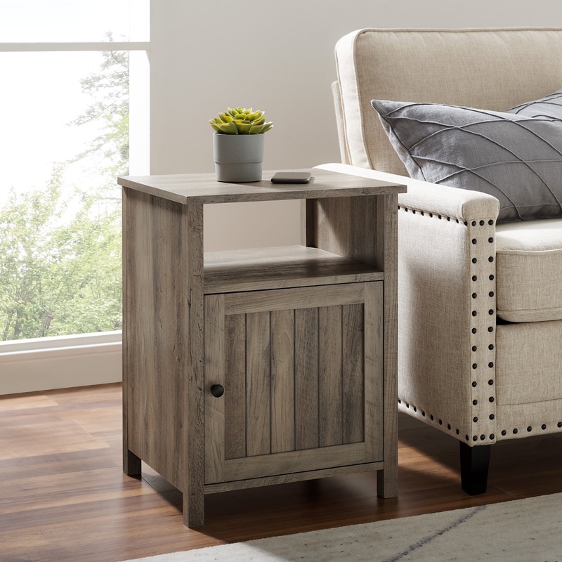 Woven Paths Modern Open Shelf End Table, Grey Wash | Bigbigmart.com