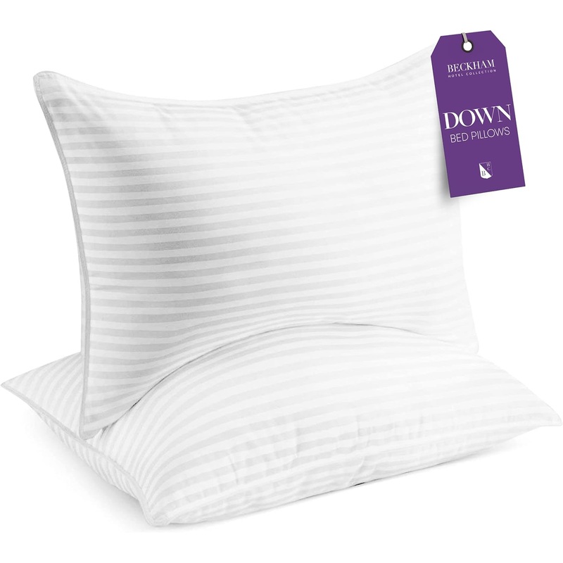 Beckham Hotel Collection Bed Pillows Queen/Standard Size Set of 2 – Down Pillow for Sleeping – Back, Stomach or Side Sleepers | Bigbigmart.com