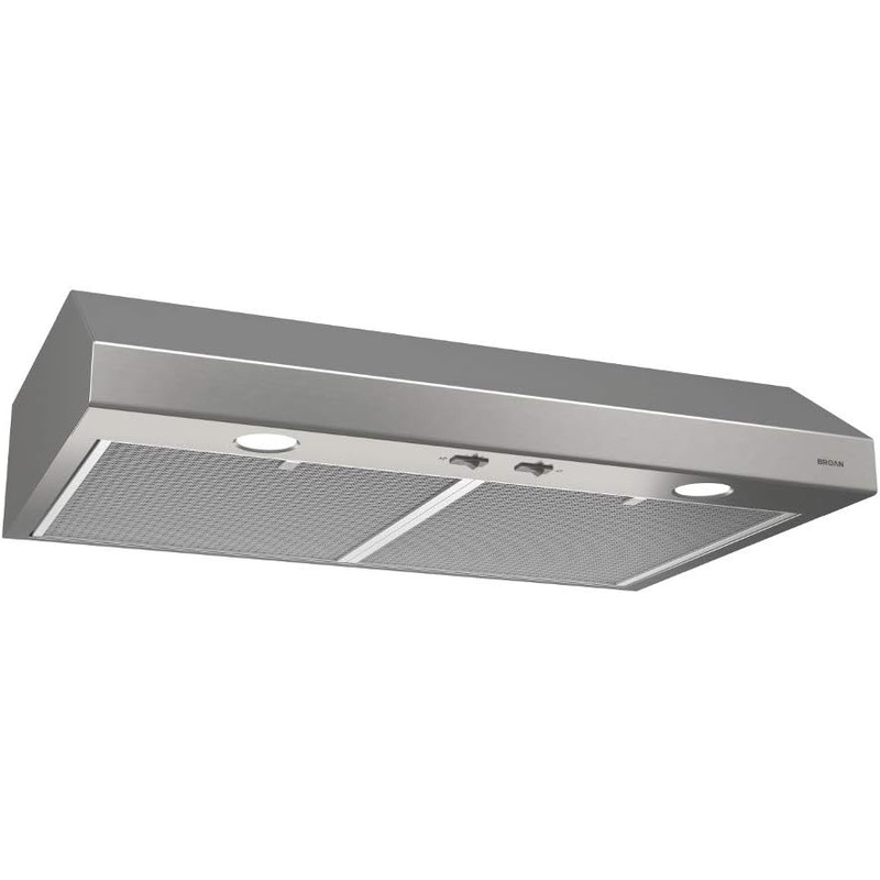 Broan-NuTone BCSD130SS Glacier Range Hood with Light, Exhaust Fan for Under Cabinet, Stainless Steel, 30-inch, 300 Max Blower CFM | Bigbigmart.com