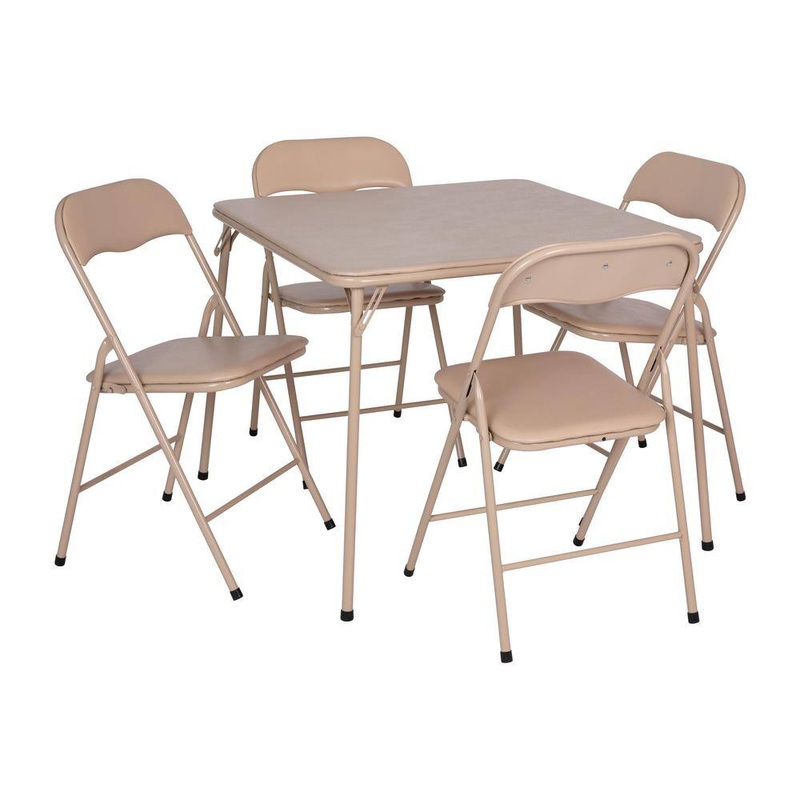 Carnegy Avenue CGA-JB-500008-TA-HD 5-Piece Tan Folding Card Table and Chair Set | Bigbigmart.com