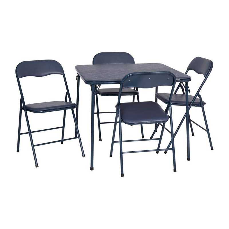 Carnegy Avenue CGA-JB-500009-NA-HD 5-Piece Navy Folding Card Table and Chair Set | Bigbigmart.com