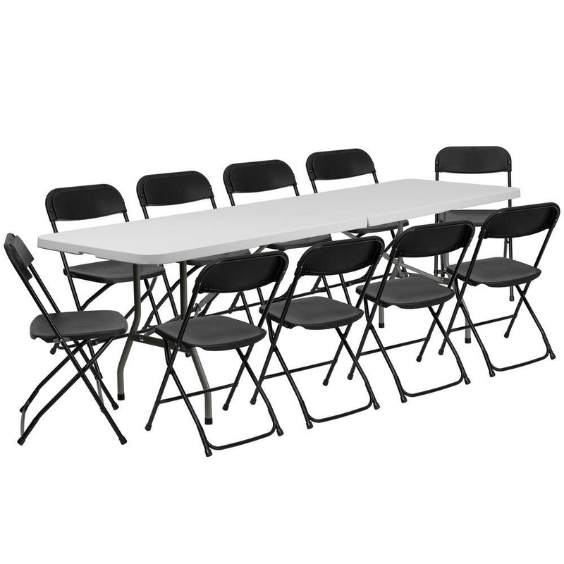 Carnegy Avenue CGA-RB-441451-BL-HD 11-Piece Black Folding Chair and Table Set | Bigbigmart.com