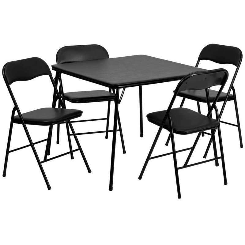 Carnegy Avenue CGA-YB-14980-BL-HD Madison 33 in. Black 5-Piece Folding Card Table and Chair Set | Bigbigmart.com