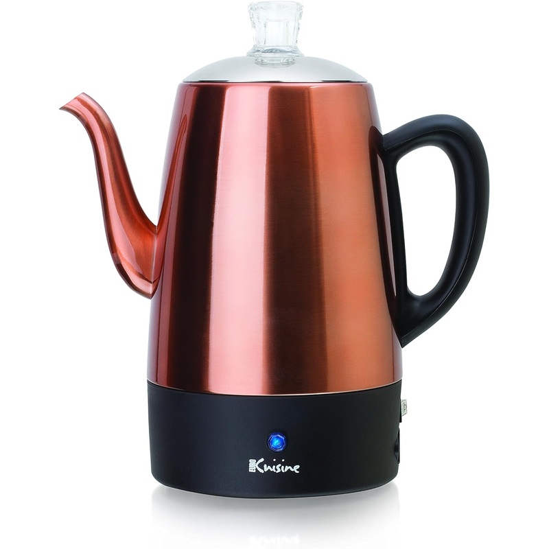 Euro Cuisine PER08 Electric Percolator Coffee Pot – 8 Cup Stainless Steel Coffee Pot Maker for Rich Brews, Coffee Percolator with Copper Finish (8 Cup) | Bigbigmart.com