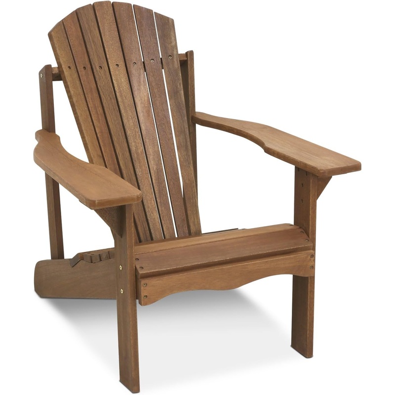 Furinno FG16918 Tioman Hardwood Patio Furniture Adirondack Chair in Teak Oil, Large, Natural | Bigbigmart.com