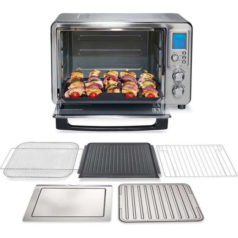 Hamilton Beach Sure Crisp Air Fryer Toaster Oven Combo & Electric Indoor Grill, 450 F Searing Temp, Bake, Broil, Toast and Pizza Functions, 88 cu. ft., 6 Slice Capacity, Stainless Steel (31395) | Bigbigmart.com