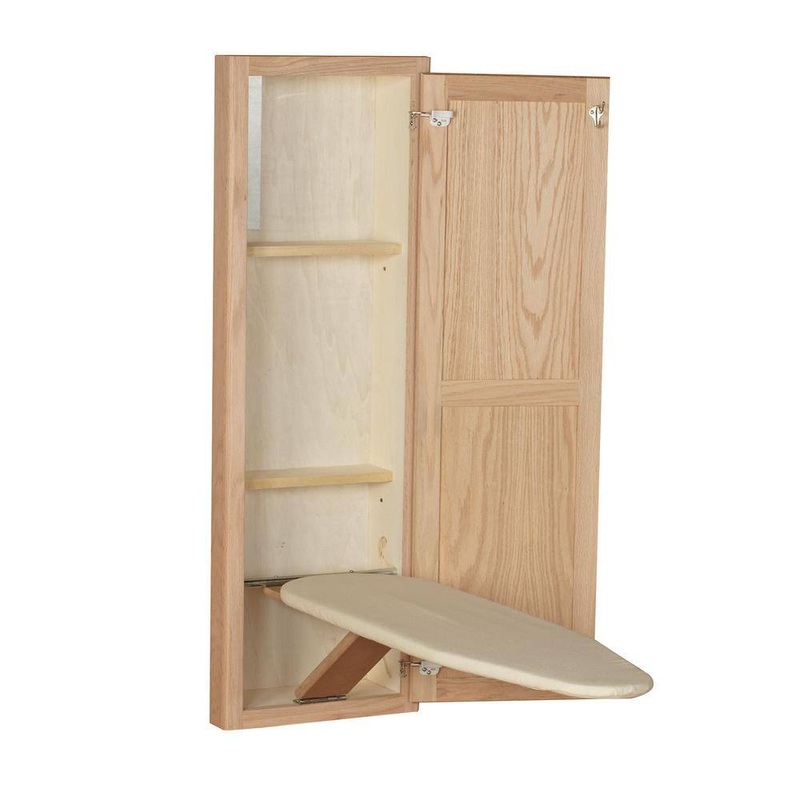 HOUSEHOLD ESSENTIALS 18200-1 Unfinished Oak Wood In-Wall Ironing Board in Unfinished Oak Wood | Bigbigmart.com
