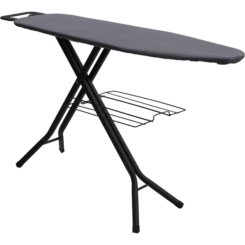Household Essentials Black Deluxe Steel Top Board with Iron Rest and Clothes Rack Grey | Bigbigmart.com