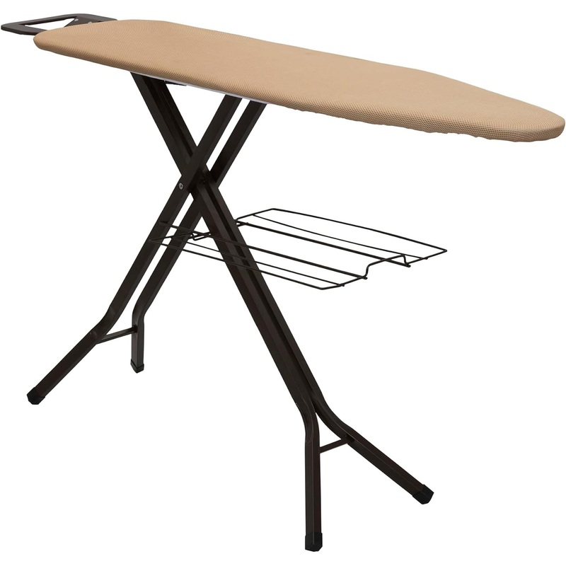 Household Essentials Bronze Deluxe Ironing Board with Iron Rest and Clothes Rack | Bigbigmart.com