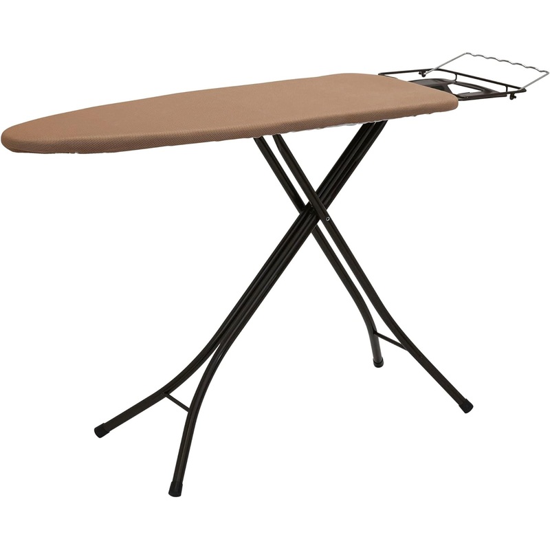 Household Essentials Steel Top Wide Board Rest| Tan Cover and Bronze Finish | 18 x 49 Iron Surface, Brown and Black | Bigbigmart.com