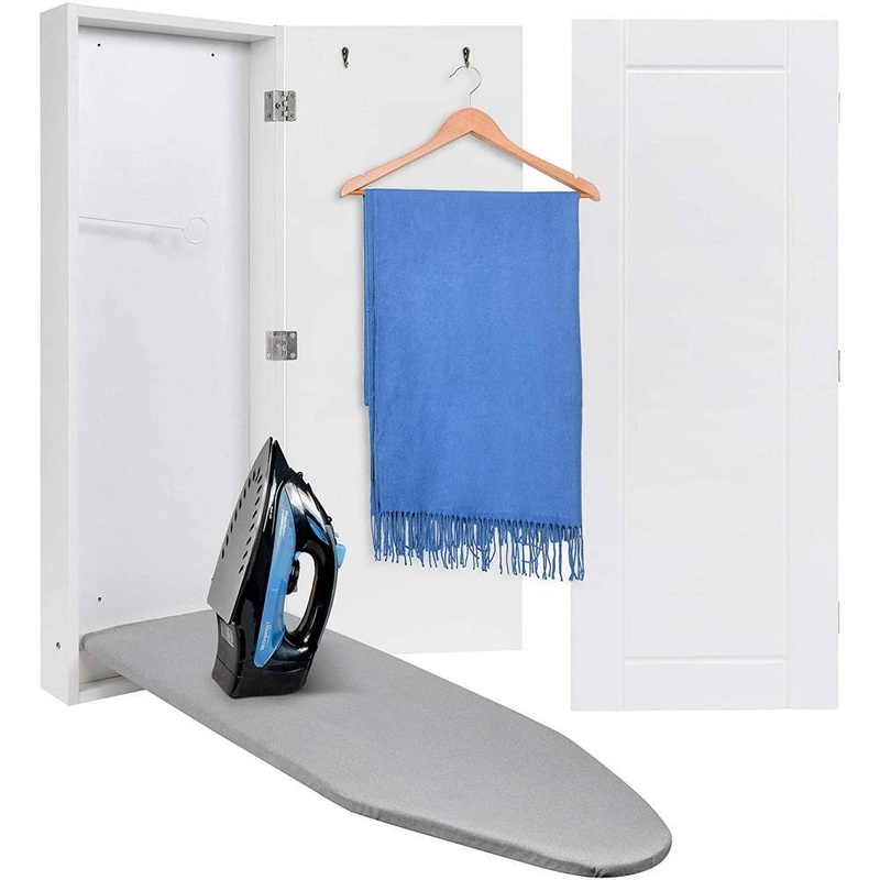 Ivation IVAIBCAB Ironing Board, Wall Mount Iron Board Holder and Ironing Board Cover, White | Bigbigmart.com