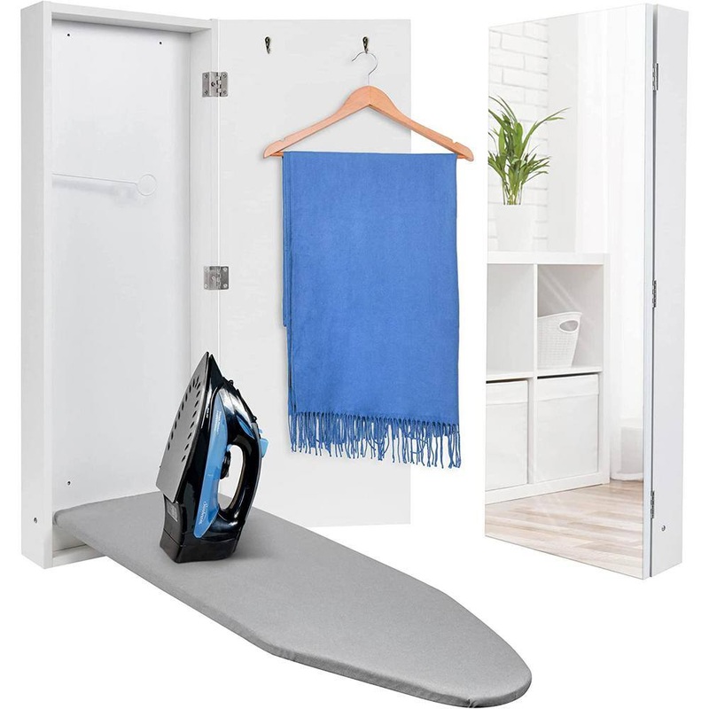Ivation IVAIBCWFM Wall Mounted Ironing Board Cabinet with Mirror, Foldable Ironing Storage Station | Bigbigmart.com