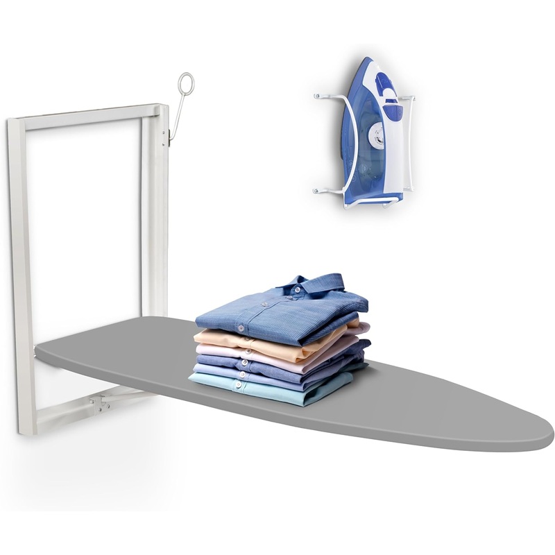 Ivation Wall-Mounted Ironing Board | Foldable 36.2 x 12.2 Sturdy Ironing Station for Home & Apartments, Easy-Release Lever, Removable Cotton Cover, Includes Mounting Hardware with Iron Holder | Bigbigmart.com