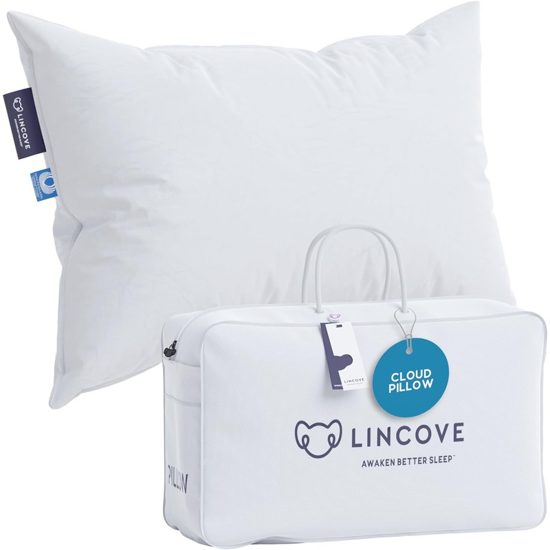 Lincove Cloud Natural Canadian White Down Luxury Sleeping Pillow – 625 Fill Power, 500 Thread Count Cotton Shell, Made in Canada, King – Soft, 1 Pack | Bigbigmart.com