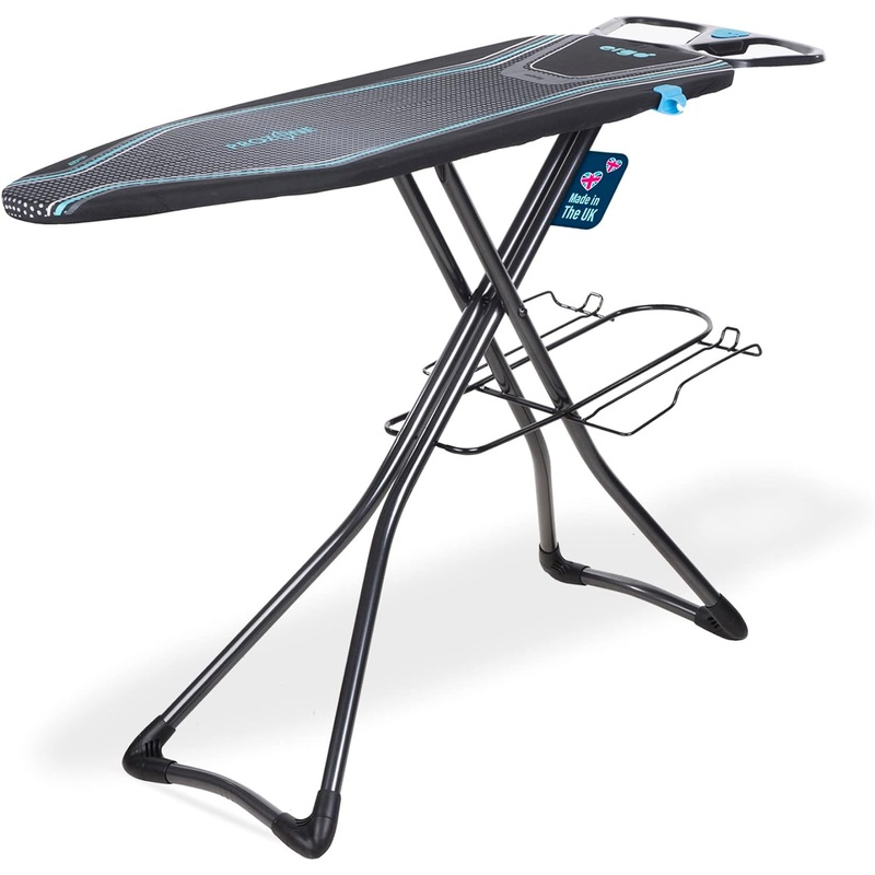 Minky Homecare Ergo Plus Prozone Ironing Board Made in UK Freestanding Full Size Iron Table with Heat Reflective Cover, Thick Felt Underlay and Large 48 x 15 Ironing Surface (Gunmetal and Blue) | Bigbigmart.com