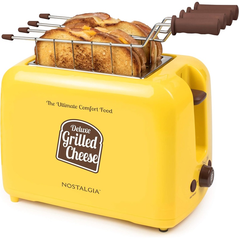 Nostalgia GCT2 Deluxe Grilled Cheese Sandwich Toaster with Extra Wide Slots, Yellow | Bigbigmart.com