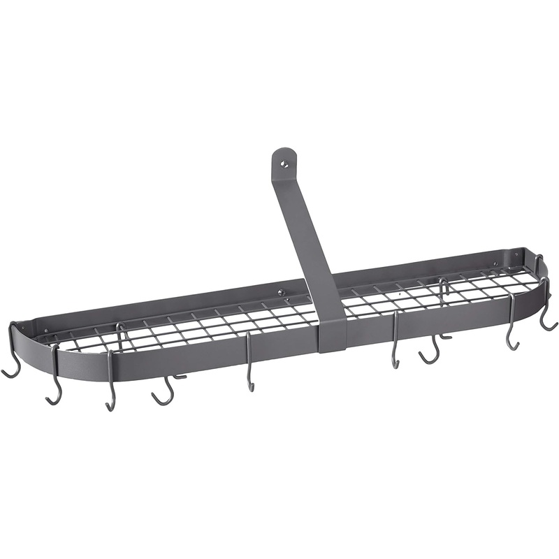 Old Dutch Wall-Mount Pot Rack with Grid & 12 Hooks, Graphite, 36 x 9 x 10.75 | Bigbigmart.com