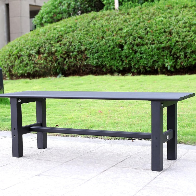 TECSPACE Aluminum Indoor/Outdoor Patio Bench Black,47.2 x 14.2X 15.7 inches,Light Weight High Load-Bearing,Outdoor Bench for Park Garden,Patio and Lounge | Bigbigmart.com
