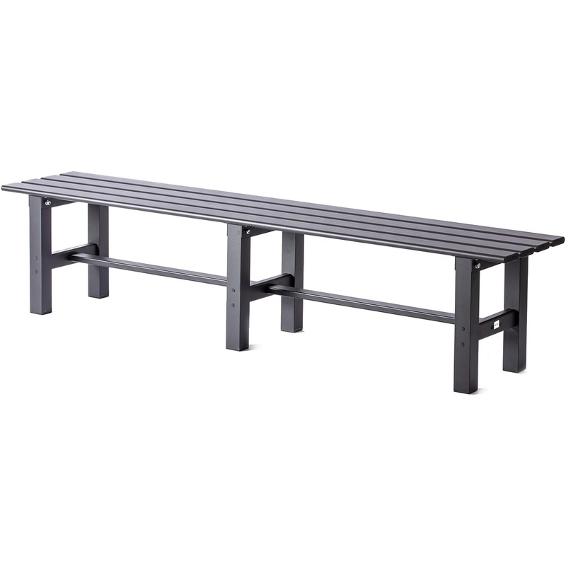 TECSPACE Aluminum Outdoor Patio Bench Black,70.9 x 14.2 x 15.7 inches,Light Weight High Load-Bearing,Outdoor Bench for Park Garden,Patio and Lounge | Bigbigmart.com