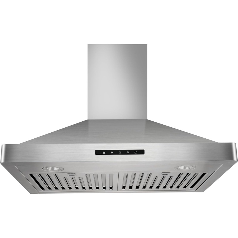 VESTA Milan 30 Inches 800CFM Stainless Steel European Style Wall Mount Range Hood With LED Lights Touch Screen Round Front Edges | Bigbigmart.com