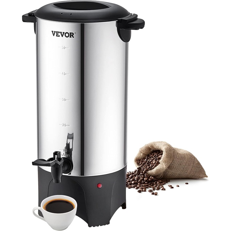 VEVOR Commercial Coffee Urn, 50 Cups/7.5qt Stainless Steel Large Coffee Dispenser